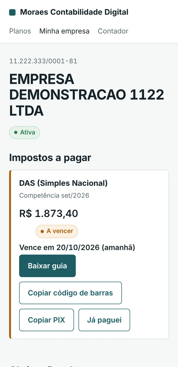 A mesma área do cliente no celular